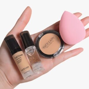 Waterproof Full Coverage Concealer Makeup Kit with Primer Sponge - Matte Liquid Foundation for Face, Eye, and Acne Scar Cover