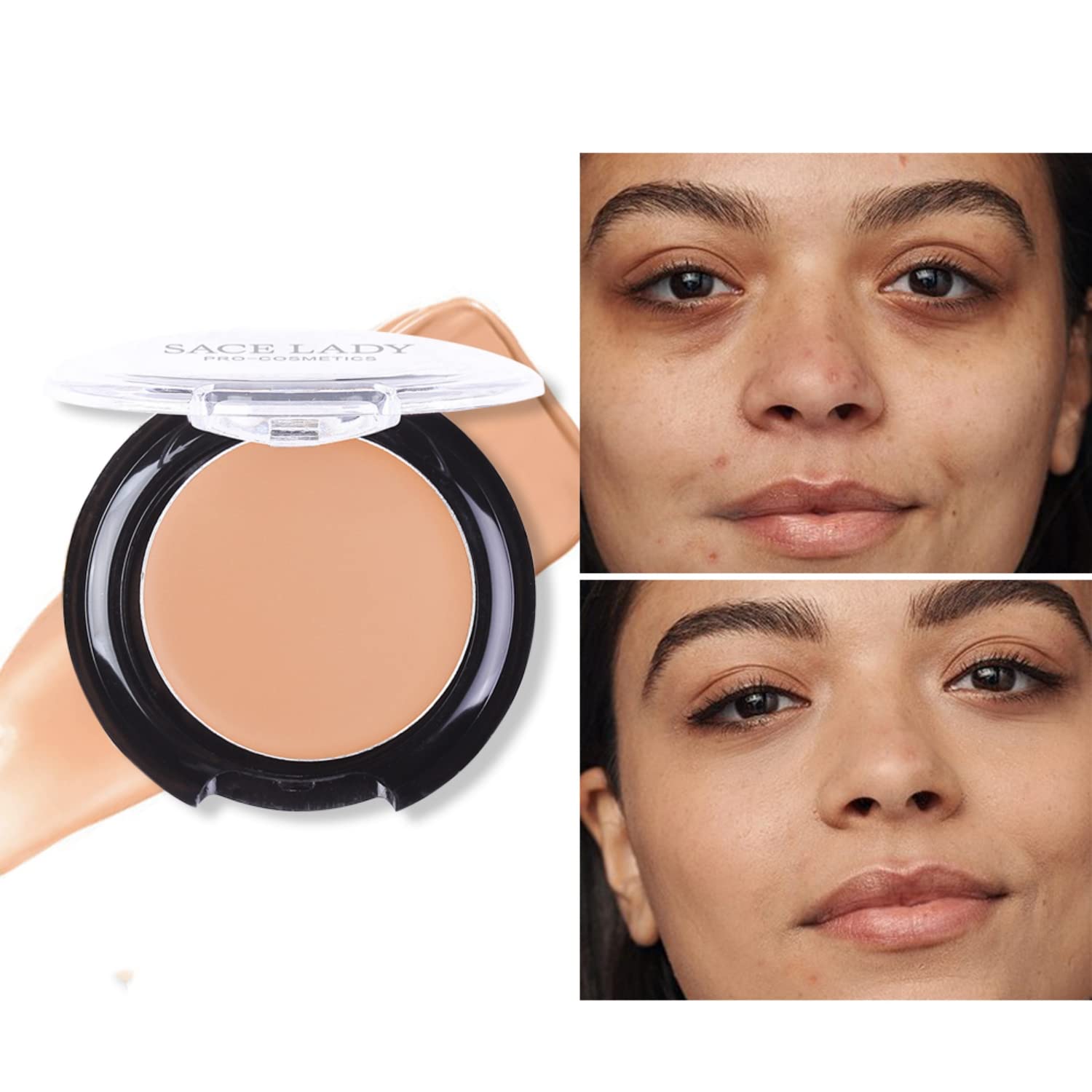 Waterproof Full Coverage Concealer Makeup Kit with Primer Sponge - Matte Liquid Foundation for Face, Eye, and Acne Scar Cover