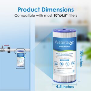 Waterdrop W50PEHD Whole House Water Filter, Replacement for American Plumber, W10-PR, Culligan® R50-BBSA, GE ®FXHSC, GXWH40L, GXWH35F, 5 Micron, 10" x 4.5", High Flow Sediment Filters, Pack of 3