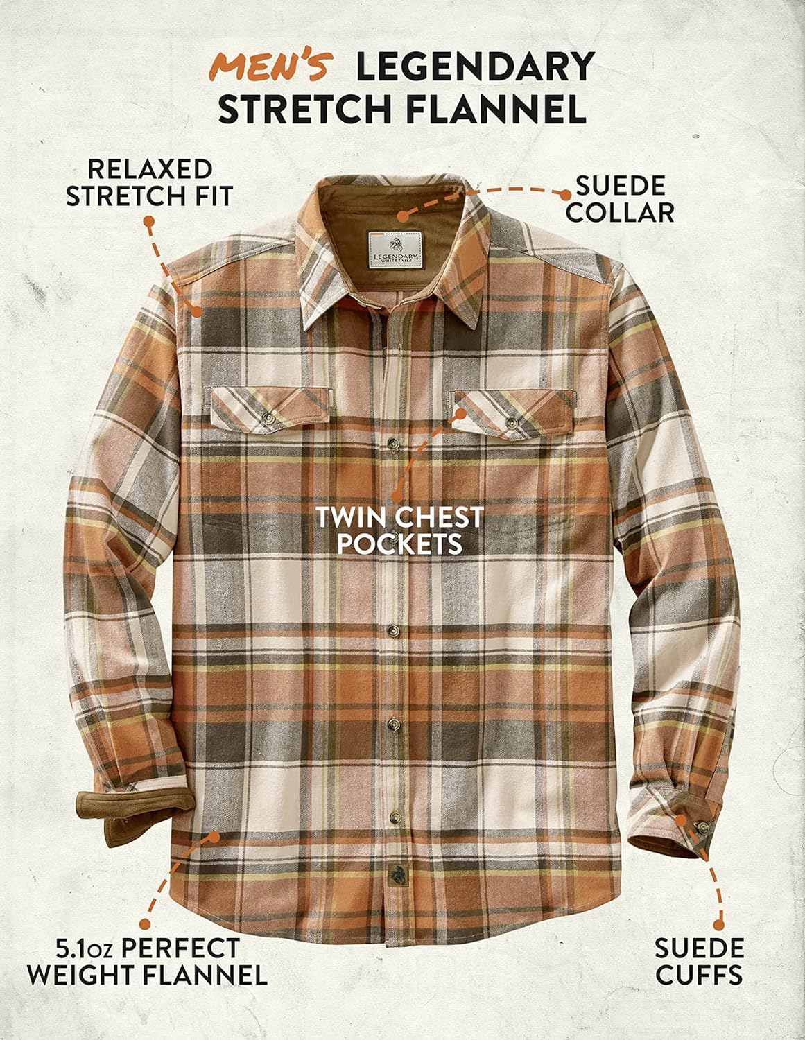 Legendary Whitetails Men's Legendary Flannel Shirt, Dark Horizon Plaid, Small