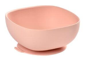 beaba silicone suction baby bowl - silicone bowl, toddler bowls, baby bowls first stage, baby necessities, baby essentials, toddler baby feeding, rose