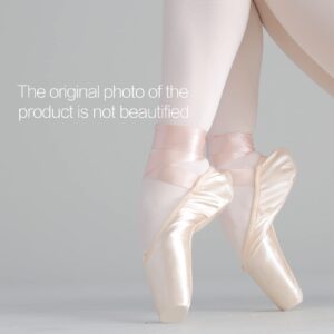 SHOLING Professional Pointe Shoes Satin Ballet Dance Slipper with Ribbons Toe Pads for Womens Girls (Pink, Numeric_8)