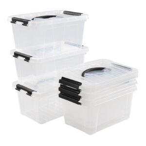 leendines 6 liter plastic storage box, clear storage bin with lids set of 6