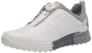 ecco women's s-three boa gore-tex waterproof hybrid golf shoe, white/silver grey, 7-7. 5