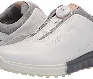 ECCO Women's S-Three BOA Gore-TEX Waterproof Hybrid Golf Shoe, White/Silver Grey, 7-7. 5