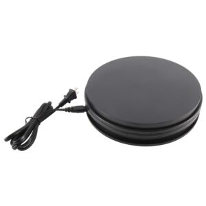 Homend 110V Electric Motorized Rotating Turntable Display Stand, 10inch/25cm Diameter 22lb Load, 360 Degree Rotating in Either Direction, for Photography, Showcase (Black, 10inch/25cm)