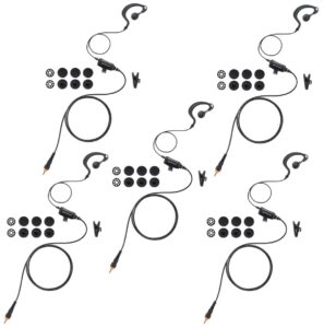 commountain earpiece with mic compatible for motorola radios clp1010, clp1040, clp1060, clp 1010, clp 1040, clp 1060, clp g shape earhook headset-5 pack