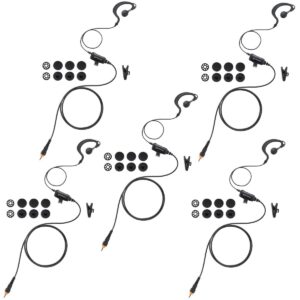 commountain Earpiece with Mic Compatible for Motorola Radios CLP1010, CLP1040, CLP1060, CLP 1010, CLP 1040, CLP 1060, CLP G Shape Earhook Headset-5 Pack