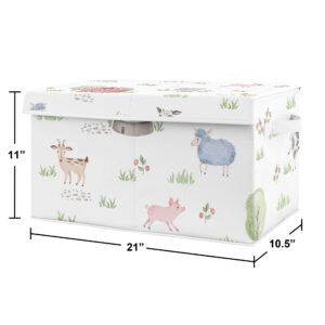 Sweet Jojo Designs Farm Animals Boy or Girl Small Fabric Toy Bin Storage Box Chest For Baby Nursery or Kids Room - Watercolor Farmhouse Horse Cow Sheep Pig