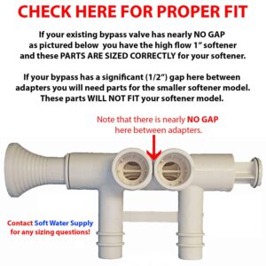 7345396 - High Flow 1" Water Softener Bypass Valve Kit with (2) Adapters, (4) Clips, and (4) O-rings