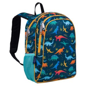 wildkin 15-inch kids backpack for boys & girls, perfect for early elementary daycare school travel, features padded back & adjustable strap (jurassic dinosaurs)
