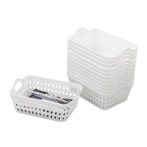nesmilers 12 packs small storage basket tray, white desktop tray baskets