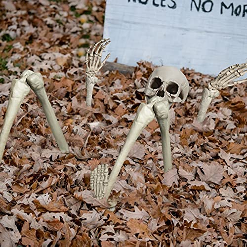 Gonioa Bag of Skeleton Bones and Skull for Best Halloween Decoration and Spooky Graveyard Scene, Outdoor Halloween Prop Creepy Haunted Decorations – 28 Pcs Set