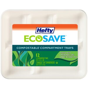 hefty ecosave 100% compostable 5-compartment paper trays, 12 count