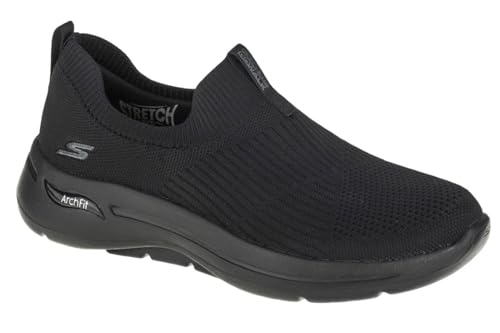 Skechers Women's GO Walk Arch FIT-Iconic Sneaker, Black/Black, 8