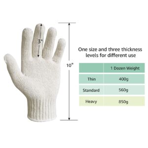 MIG4U 12 Pairs Work Gloves - Cotton String Gloves for Safety Work - Glove Liner Hand Saver Heat Protection for BBQ (Large, Economic)