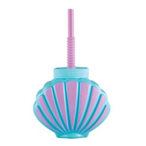 adorable blue & purple seashell plastic sippy cup - 13.9 oz (1 pc) - unique ocean-inspired design for kids & toddlers