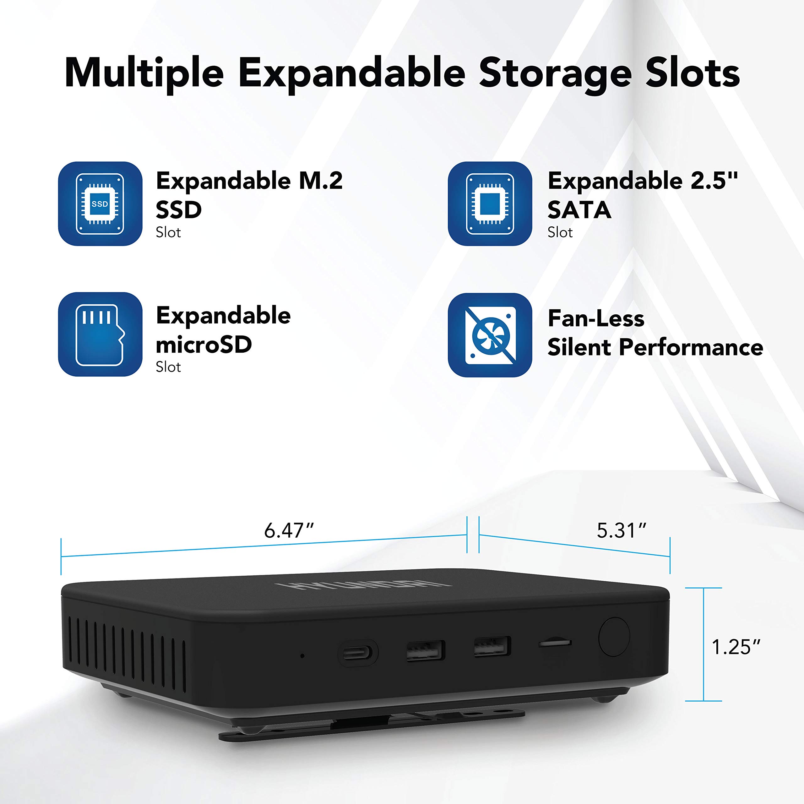 HYUNDAI Business Mini PC 4GB RAM & 64GB SSD & Intel N4020 - Small, Portable and Compact PC Expandable Storage with MicroSD, USB-C, Windows 10 Pro, HDMI & VGA Ports, and Vesa Mount - HTN4020MPC