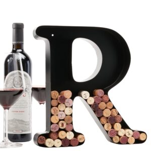 decomil wine cork holder (a-z) (letter r) | decorative wine letters cork holder (r) | wall art cork holder decor ®