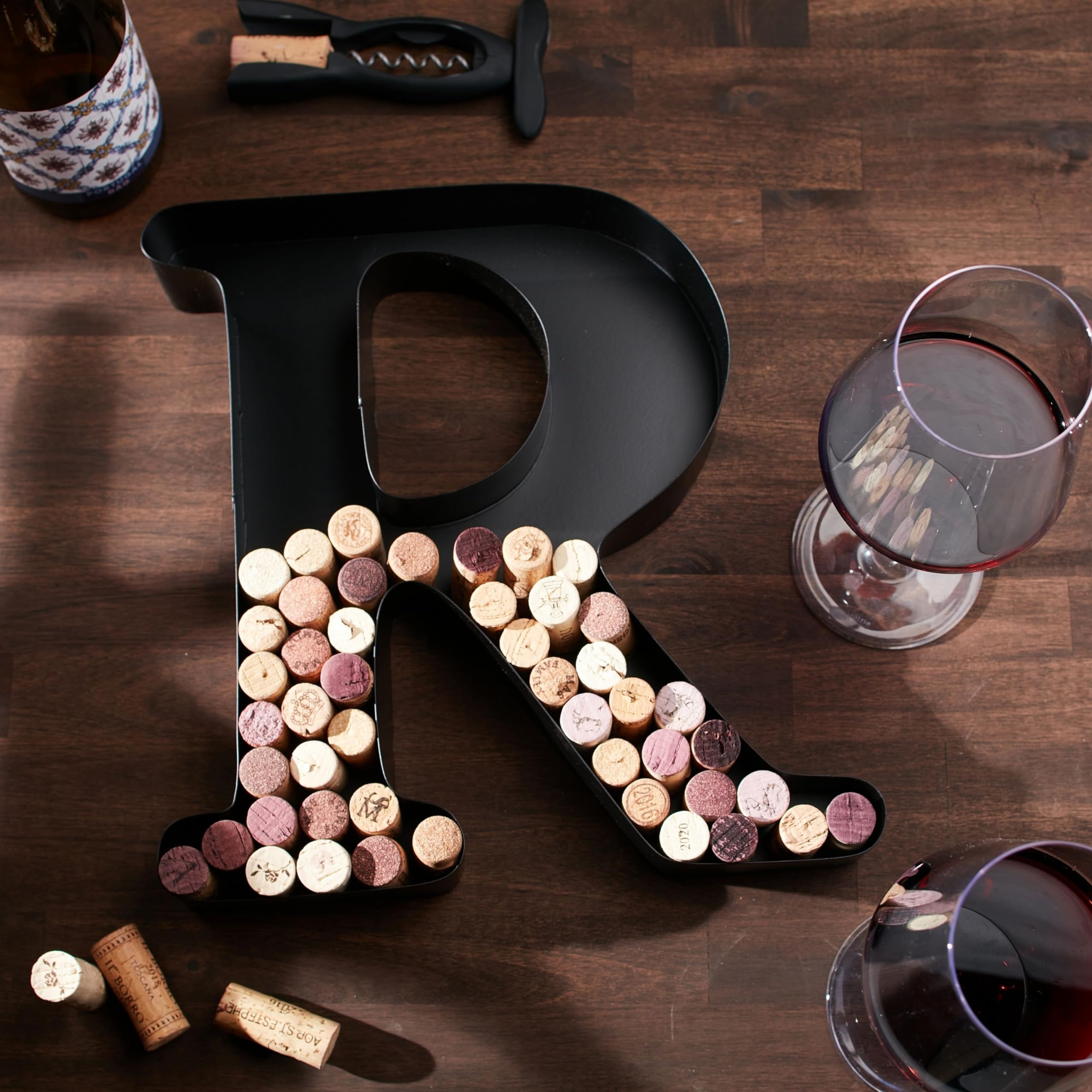 DECOMIL Wine Cork Holder (A-Z) (Letter R) | Decorative Wine Letters Cork Holder (R) | Wall Art Cork Holder Decor ®