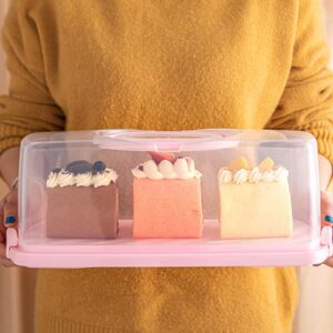 Portable Plastic Rectangular Loaf Bread Box with Clear Lid 13inch Translucent Cake Container Keeper for Storing and Transporting Loaf Cakes,Banana Bread,Pumpkin Bread (White, 1 Pack)