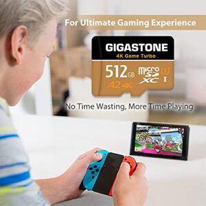 [5-Yrs Free Data Recovery] Gigastone 512GB Micro SD Card, 4K Game Turbo, MicroSDXC Memory Card for Nintendo-Switch, GoPro, Action Camera, DJI, UHD Video, R/W up to 100/60 MB/s, UHS-I U3 A2 V30 C10