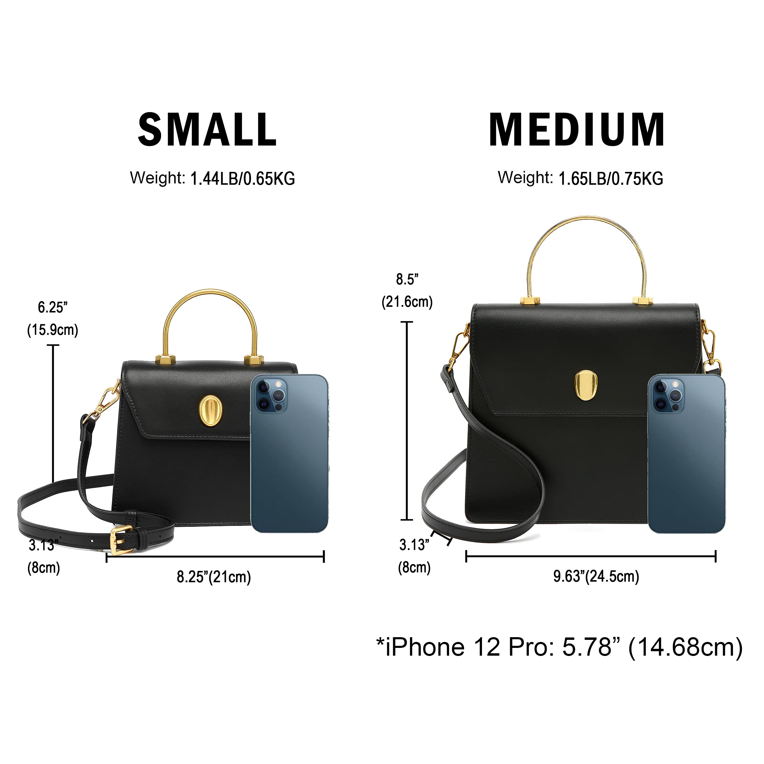 Scarleton Gold Top Handle Satchel Purses for Women, Handbags for Women, Crossbody Bags for Women, Shoulder Bag Purse Mini, H208401 - Black