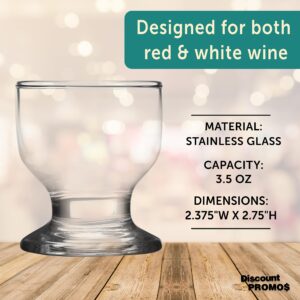 DISCOUNT PROMOS Lexington Mini Wine Tasting Glasses 3.5 oz. Set of 12, Bulk Pack - Restaurant Glassware, Perfect for Red Wine, White Wine, Cocktails, Other Beverages - Clear