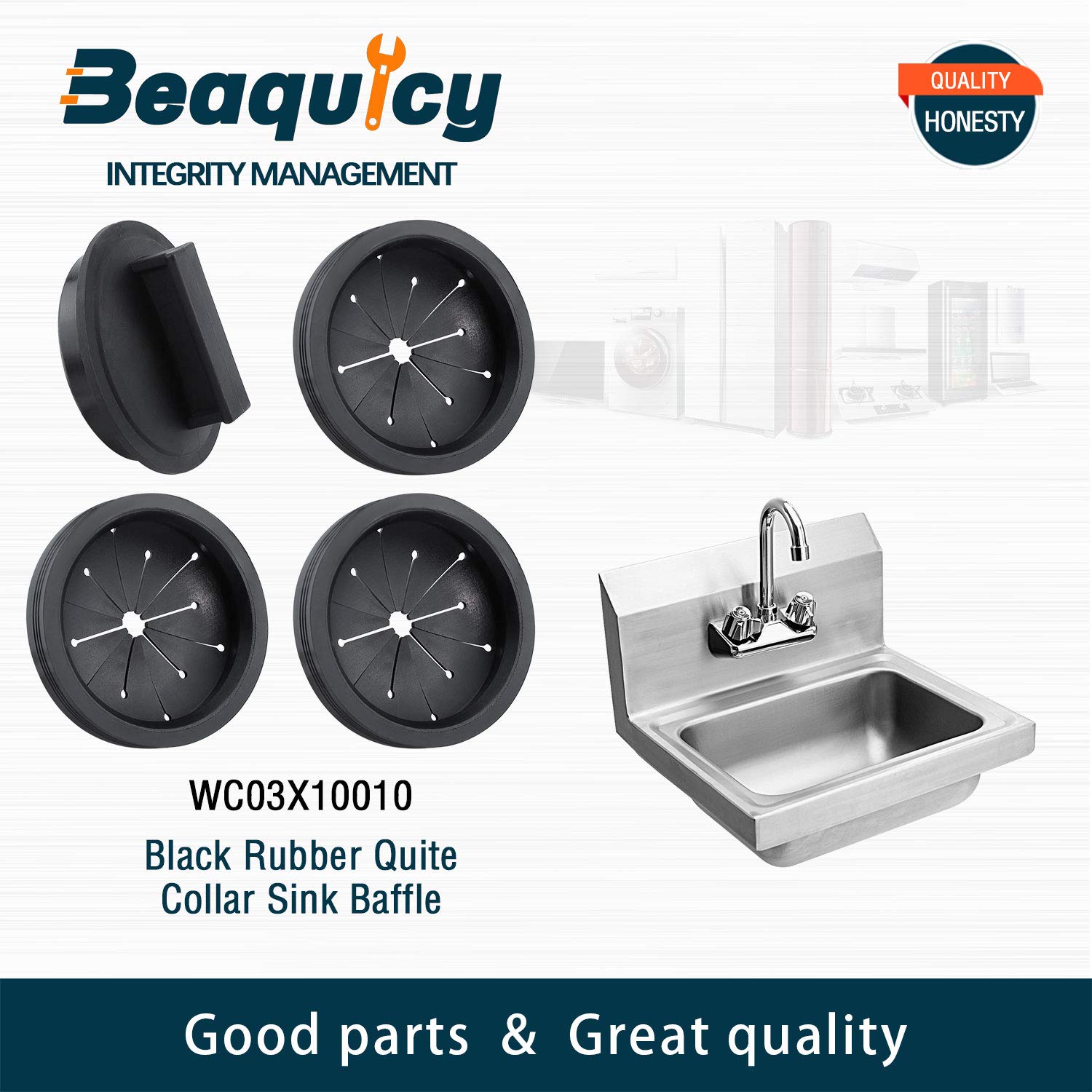 Beaquicy Garbage Disposal Splash Guards and Stopper Set - 3 Pack Sink Baffle Disposal with 1 Pack Sink Stopper