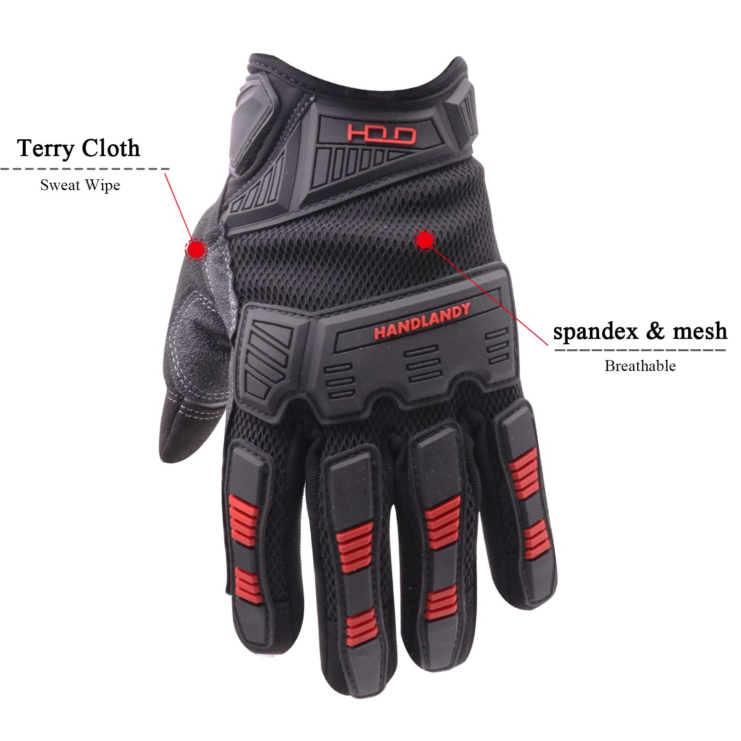 HANDLANDY Heavy Duty Work Gloves Men, Touchscreen TPR Impact Reducing Work Gloves, Non-Slip Breathable Mechanics Gloves (Large)