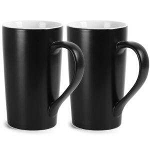 harebe 20 oz large coffee mugs, smooth ceramic couple cup for office and home, men, dad, big capacity with handle cups, set of 2, black