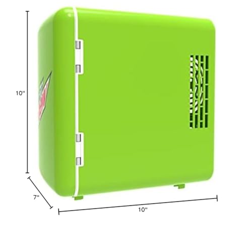 CURTIS Mountain Dew MIS134MD, Mini Portable Compact Personal Fridge Cooler, 4 Liter Capacity Chills Six 12 oz Cans, 100% Freon-Free & Eco Friendly, Lime