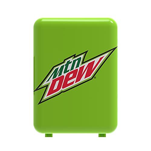 CURTIS Mountain Dew MIS134MD, Mini Portable Compact Personal Fridge Cooler, 4 Liter Capacity Chills Six 12 oz Cans, 100% Freon-Free & Eco Friendly, Lime