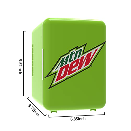 CURTIS Mountain Dew MIS134MD, Mini Portable Compact Personal Fridge Cooler, 4 Liter Capacity Chills Six 12 oz Cans, 100% Freon-Free & Eco Friendly, Lime