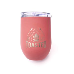 campfire metal wine tumbler / 12 oz. let’s get toasted camping glass/funny portable camping gift