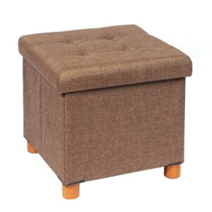 b fsobeiialeo storage ottoman with tray, foot stools and ottomans with legs, storage cube seat linen brown 15"