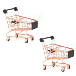 2 pcs mini metal shopping cart, mini shopping grocery cart supermarket handcart trolley handcart toy shopping carts