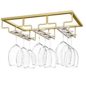 nuovoware wine glass rack, wine glass hanger rack under cabinet stemware wine glass holder storage hanger for bar kitchen cabinet (3 rows) - gold