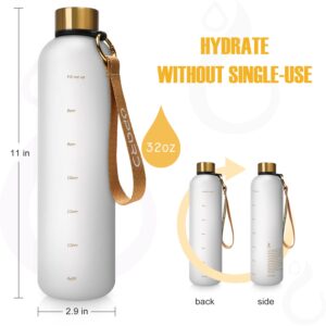 Opard 27oz/32oz Motivational Water Bottle with Time Marker to Drink, Reusable Plastic Bottle with BPA Free Tritan for Gym and Sports