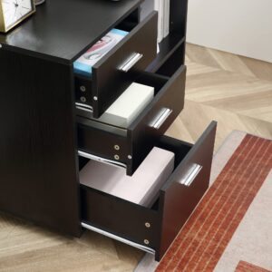 HOMCOM 3 Drawer Printer Stand, Mobile Office Cabinet with 2 Storage Shelves for Home Office, Black