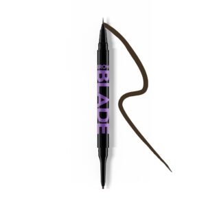 urban decay brow blade 2-in-1 microblading eyebrow pen + waterproof pencil – smudge-proof, transfer-resistant – fine tip – thin, hair-like strokes – natural, fuller brows, dark drapes (dark brown)