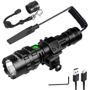 garberiel 2 in 1 l2 led flashlight with picatinny rail mount - 5 modes 3000 lumens bright flashlight usb rechargeable waterproof torch light