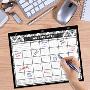 2023-2024 Academic Year 12 Months Student Calendar/Planner in Protective Sleeve for 3-Ring Binder, Desk or Wall -v009 (Damask Black and White)