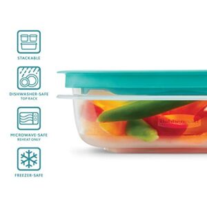 Rubbermaid 38-Piece Food Storage Containers with Snap Bases for Easy Organization and Lids for Lunch, Meal Prep, and Leftovers, Dishwasher Safe, Clear/Blue