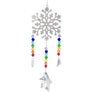 weisipu crystals ball prisms suncatchers - hanging ornament crystals big snowflake suncatchers with clear crystal ball for garden decoration, car pendant, christmas decoration (big snowflake) …