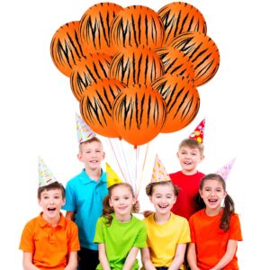 40 Pieces Tiger Balloons Tiger Print Stripes Balloons Jungle Animal Balloons Animal Theme Party Safari Balloons for Zoo Party Supplies Jungle Birthday Party Decoration