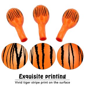 40 Pieces Tiger Balloons Tiger Print Stripes Balloons Jungle Animal Balloons Animal Theme Party Safari Balloons for Zoo Party Supplies Jungle Birthday Party Decoration