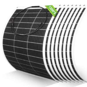 eco-worthy 8pcs 130watt (1040w) flexible solar panels 12 volt waterproof monocrystalline lightweight solar panel for rv, boats, cabin, roofs, curved surfaces
