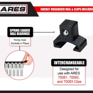 ARES 24001-10-Piece 3/8-Inch Drive Low Profile Impact Torx Bit Driver Set - Chrome-Moly Steel & Manganese Phosphate Coating - Star Bit Size Range T25-T70 - Reusable Storage Rail