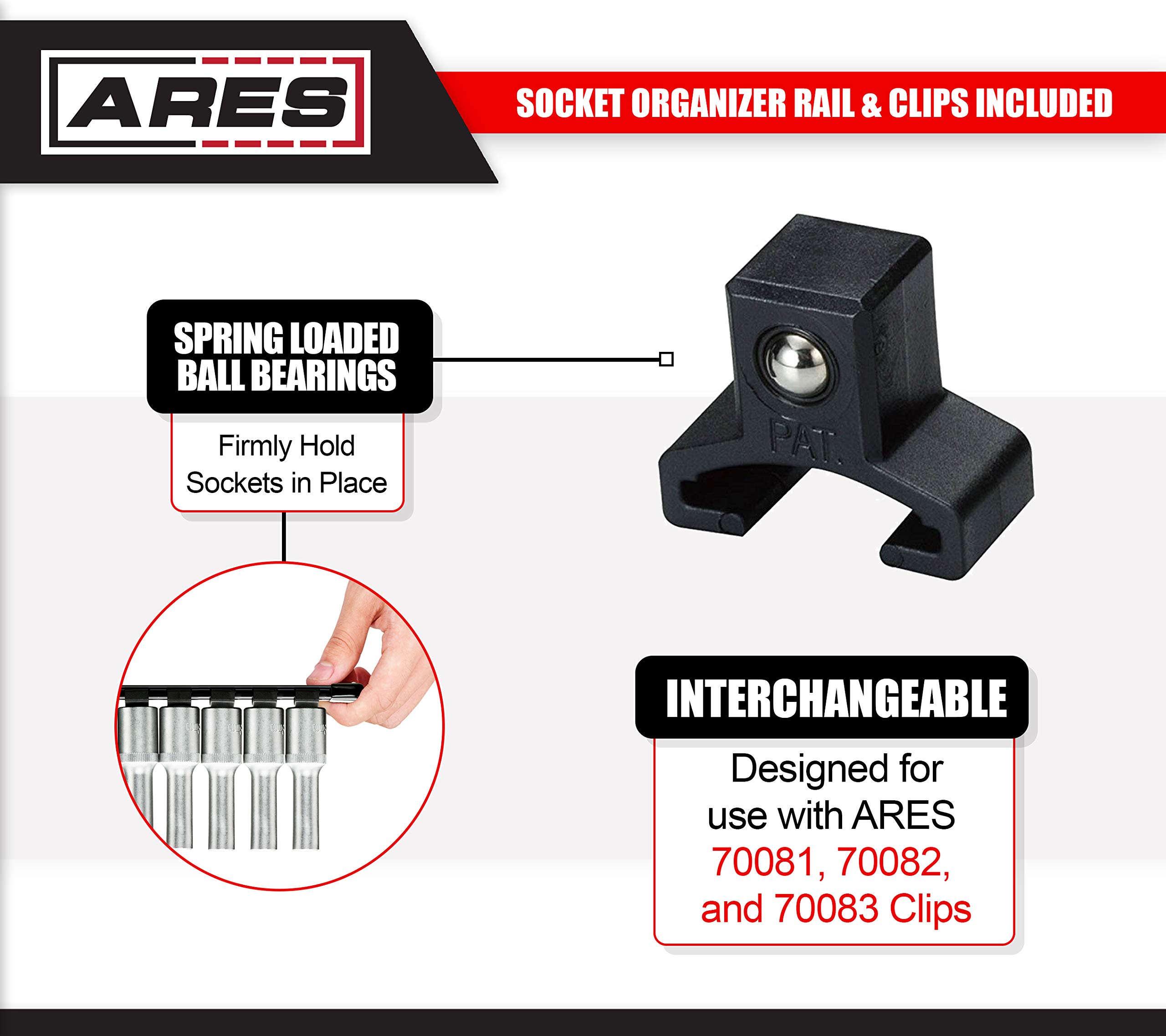 ARES 24001-10-Piece 3/8-Inch Drive Low Profile Impact Torx Bit Driver Set - Chrome-Moly Steel & Manganese Phosphate Coating - Star Bit Size Range T25-T70 - Reusable Storage Rail